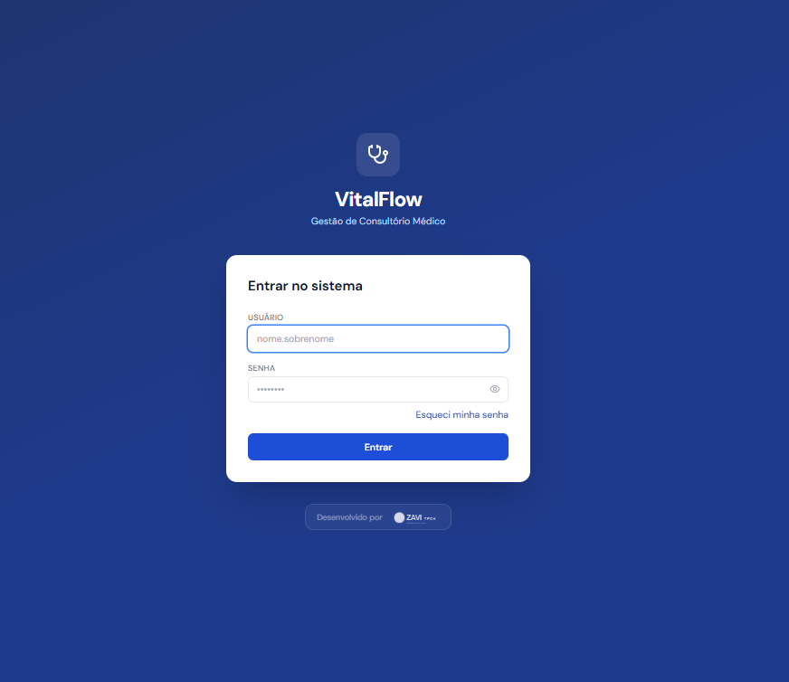 Tela de login do VitalFlow